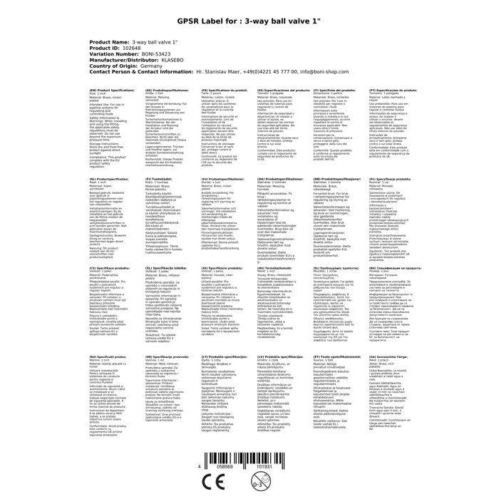 Robinet à Boisseau Sphérique - KLASEBO - 3 Voies - Laiton - 1 Pouce - PN25