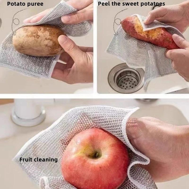 Thickened Double-Sided Steel Wire Cleaning Cloth - Magic Scrubber for Kitchen Pots & Dishes