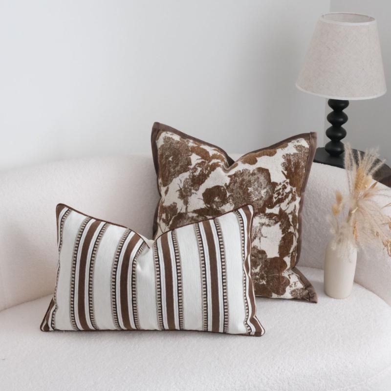 Jmg Clothing Unisex Brown 30X50/45X45cm Jacquard Throw Pillow Cover Nordic Luxury Stamping Waist Cushion Cover Decor Home Decorative Pillowcase