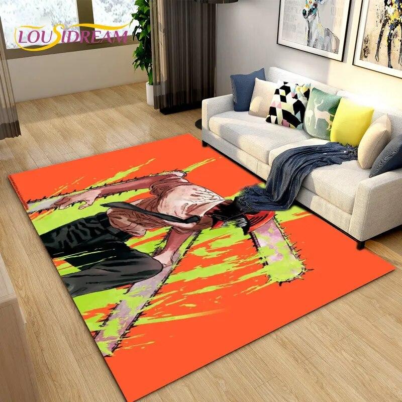 3D Chainsaw Man Anime Denji Cartoon Area Rug,Carpet Rug for Living Room Bedroom Sofa Doormat Decoration, Kids Non-slip Floor Mat