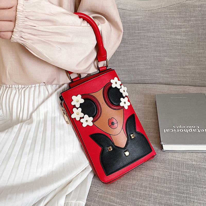 

Foreign trade small bag women 2025 new trendy fashion shoulder portable lips eyes beautiful woman crossbody small square bag золотий