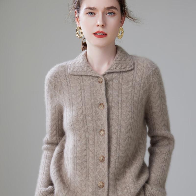 Women's Thickened Cashmere Lapel Cardigan Sweater
