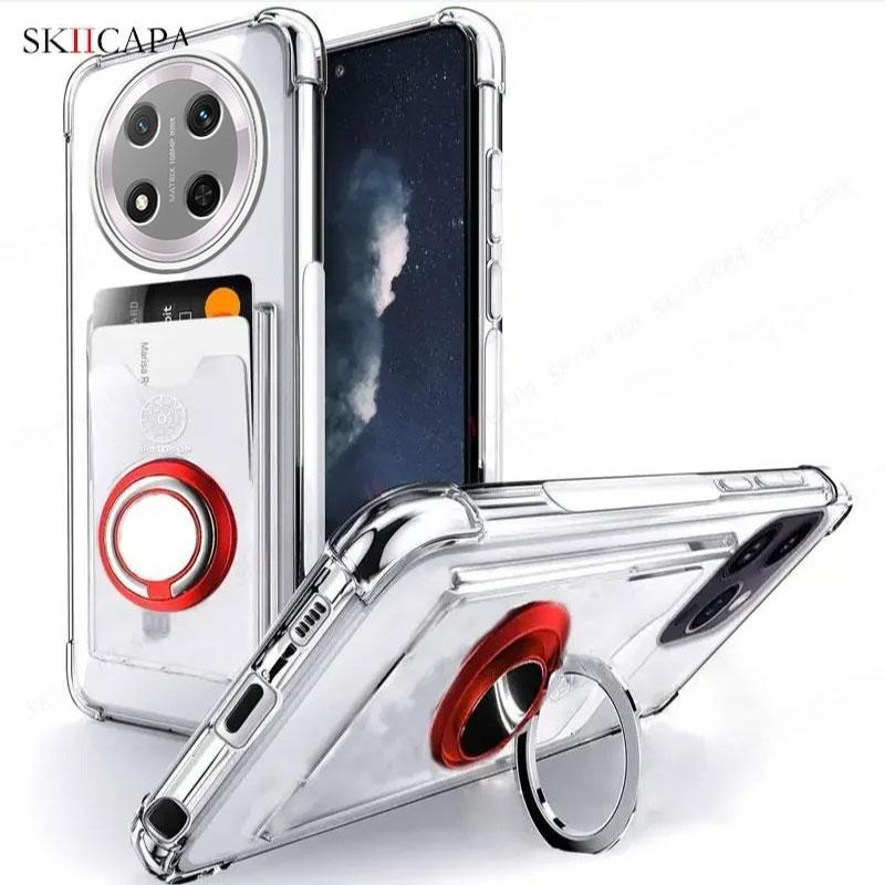 

Прозрачный чехол для телефона со слотом для карт для Honor X9C Smart X8C X7C X9B X9A X7B X8 X6 90 70 Magic 7 Lite Противоударный чехол с кольцом-держателем Мягкая накладка Honor X9c красный