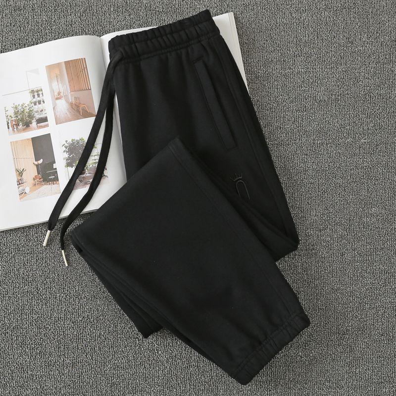 

Самые удобные спортивные брюки из хлопка с карманами на молнии для весны и осени Black XL Size Cropped Pants