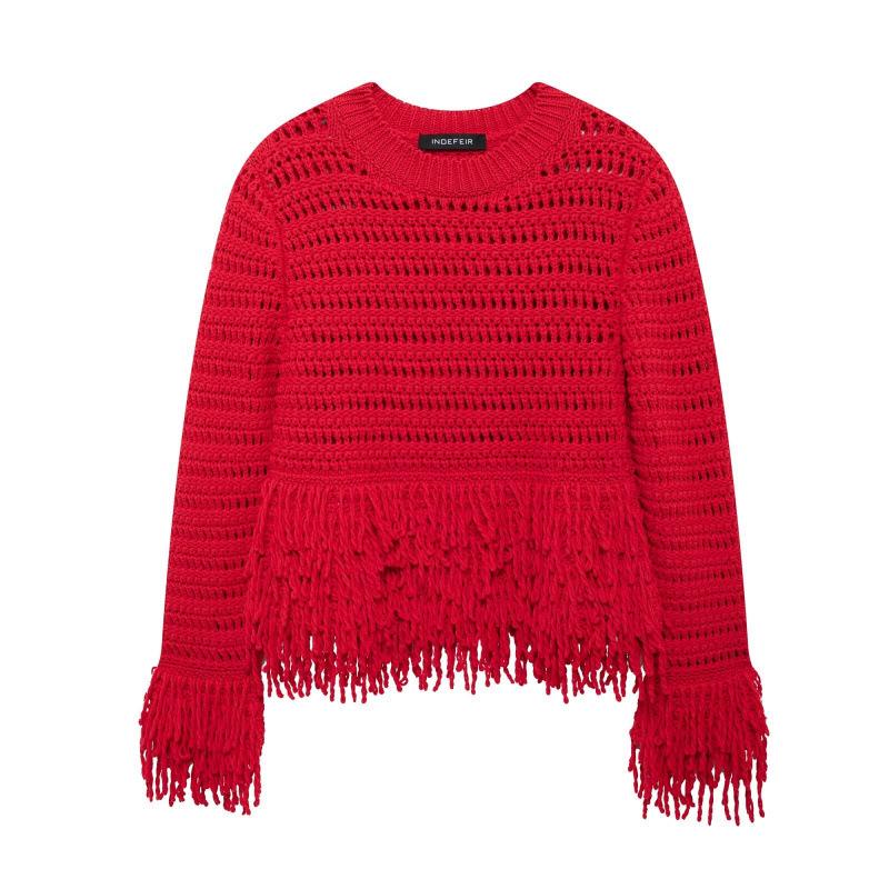 Autumn New European & American Women's Tassel Knit Sweater
