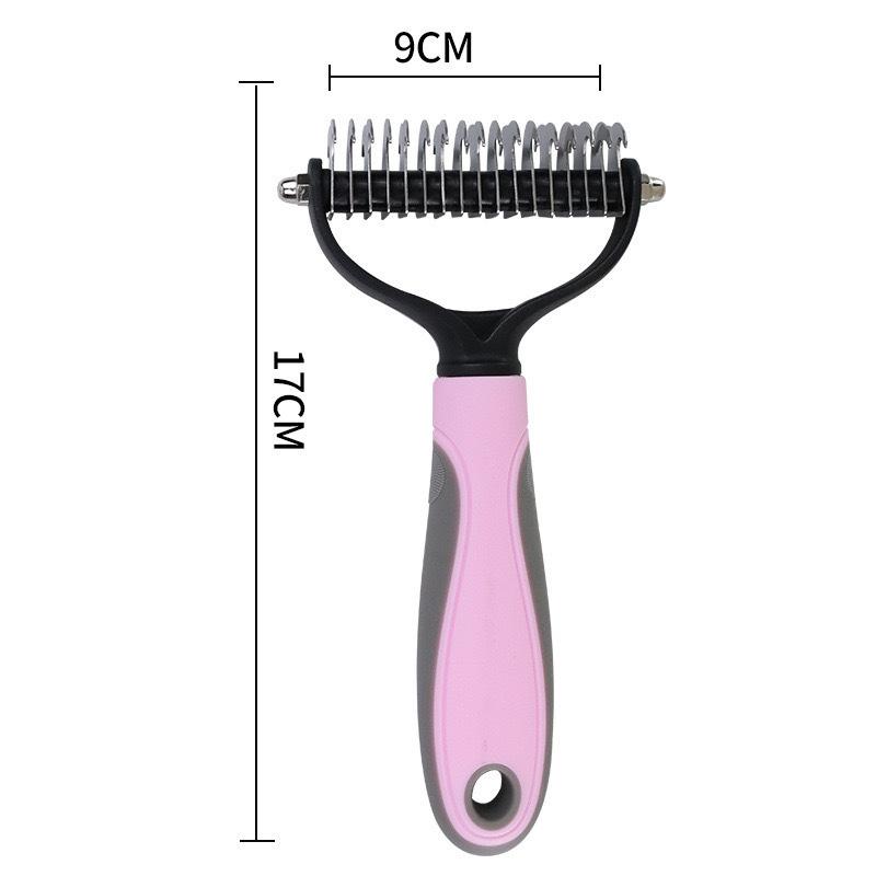 Pet Double-sided Brush Grooming Dematting Deshedding Stainless Steel Blade for Matted Long Cat Dog Hair Removal Comb