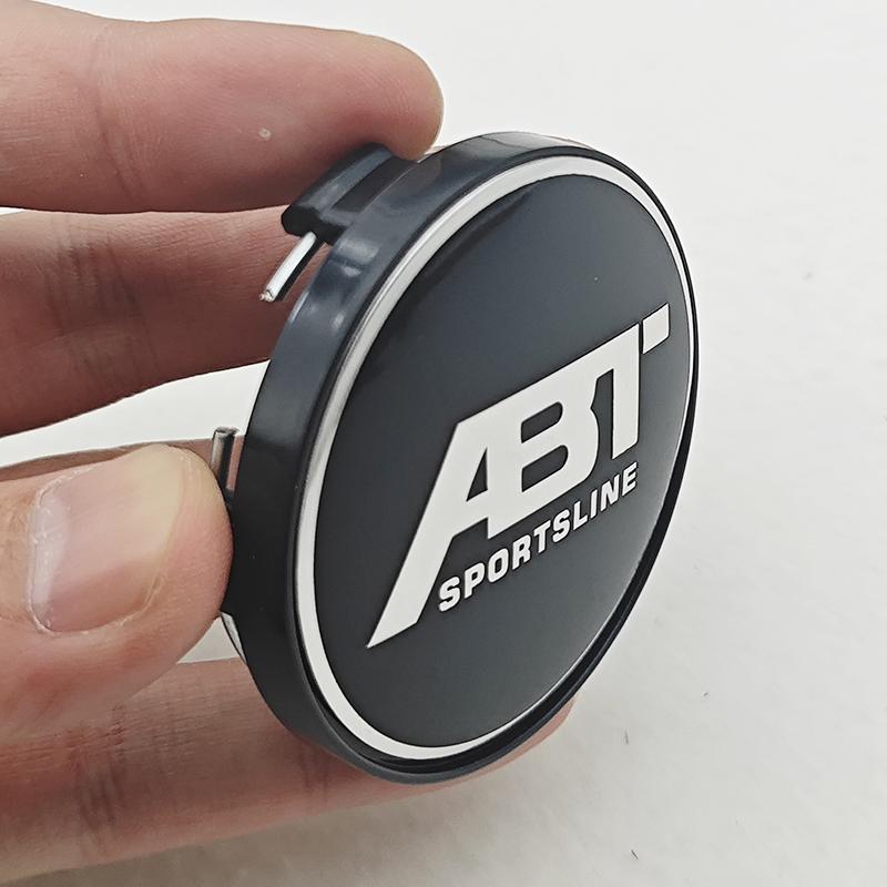 4pcs/set 60mm ABT SPORTSLINE Logo Car Emblem Wheel Hub Center Cap Badge Covers With Black Base For Car Universal Accessories