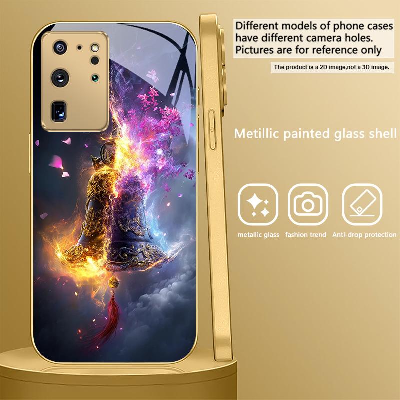 

Classical style bronze bell For Samsung Galaxy S26 S20 FE S21 S22 S23 Plus S24 Ultra S25 Ultra S21+ S25+ Golden glass phone case Galaxy S26