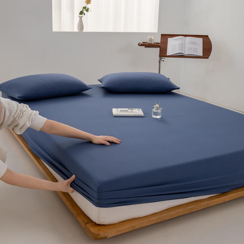 

Простыня на резинке из 100% хлопка с резинкой, регулируемый нескользящий чехол для матраса для односпальной двуспальной кровати размера «king-size» размером 140/160/180/200 см 160x200x30cm темно-синий