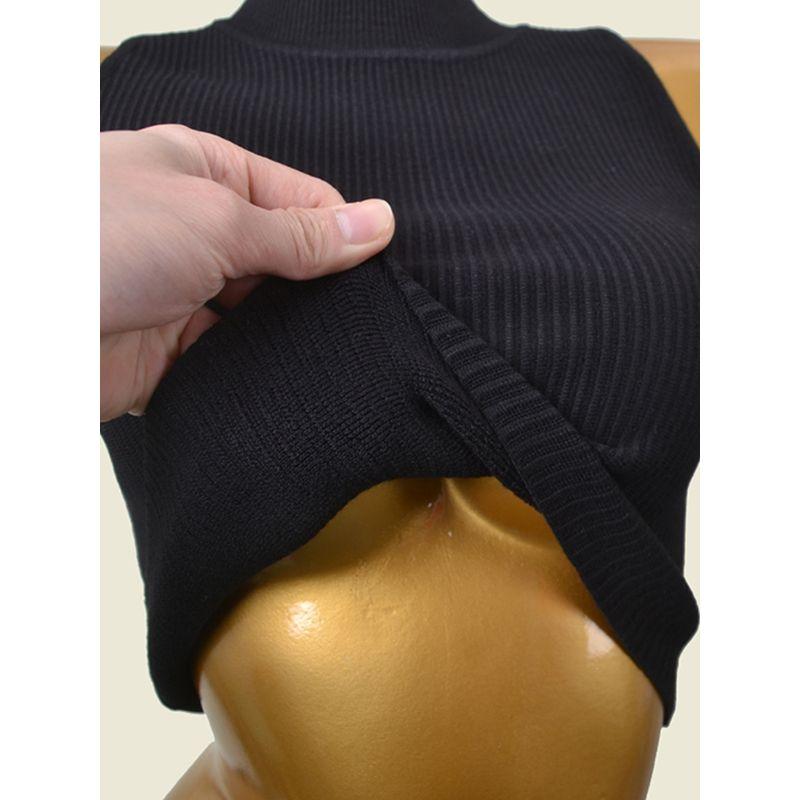 American Brand Accessible Luxury High Standing Collar Narrow Shoulder Knitting Vest Fashion Style Sexy Silm Bottoming Warm Top