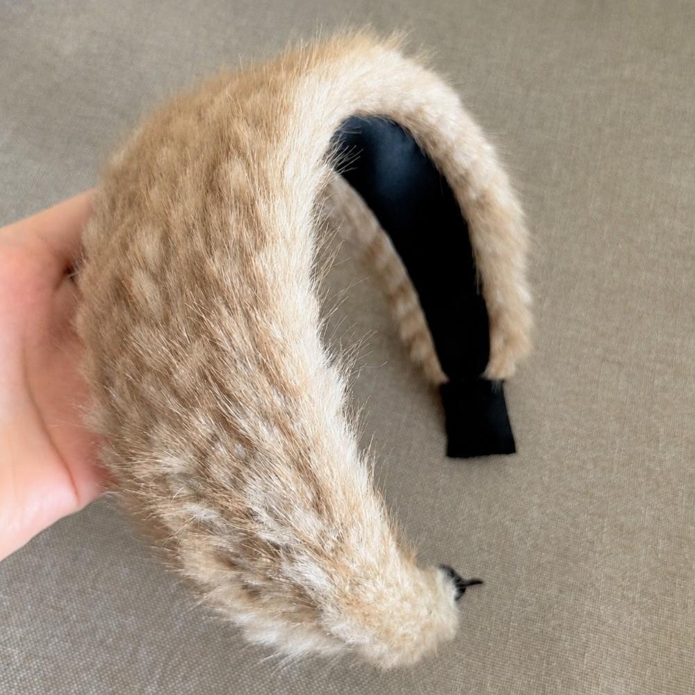 Imitation Mink Fur Women's Headband Wide Edge Hair Hoop Fashion Head Wraps Autumn and Winter