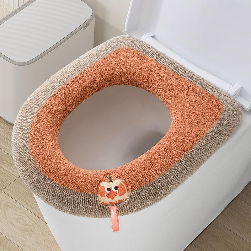 

Універсальна подушка для домашнього унітазу Домашня м’яка накидка на унітаз Килимок на табурет Four Seasons Теплий туалет Зима Потовщений чохол помаранчевий