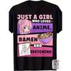 Item Picture Mens Anime Ramen Sketch Art T Shirt 100 Cotton Retro with Ramen Bowl Casual Attire for Machine Washable Fit