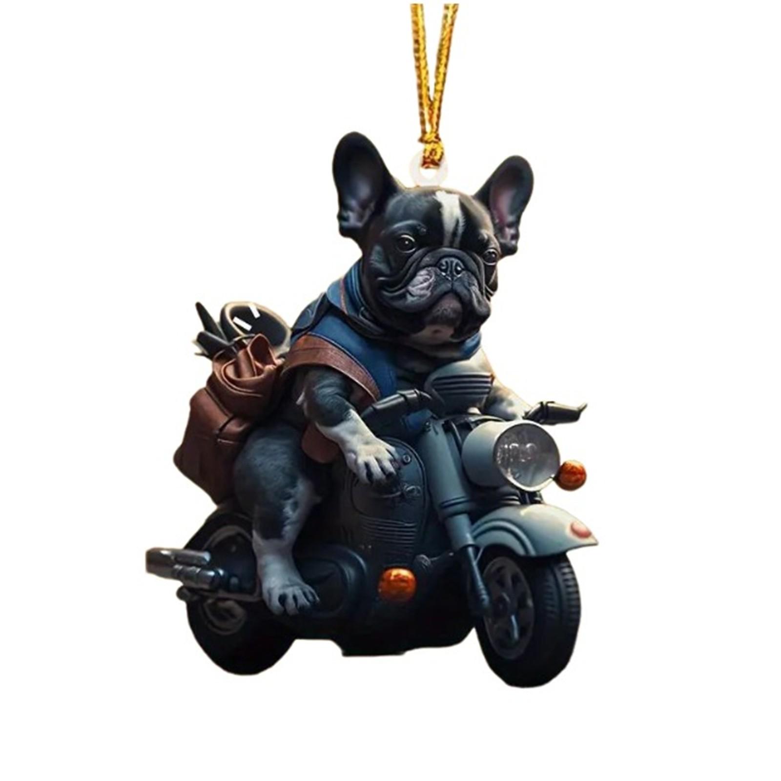 

Акриловый Рождественский кулон в виде собаки-мотоцикла, Украшение на рождественскую елку в виде собаки, Украшение в виде любителя собак One Size