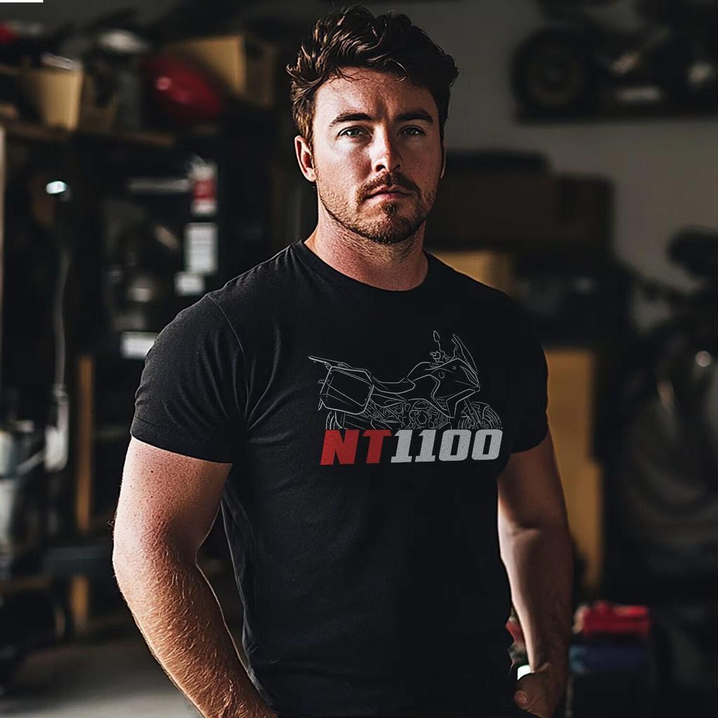 Summer New Cotton Men's Motorcycle Riding Printed NT 1100 Printed T-shirt Fashionable Casual Round Neck T-shirt Men's Clothing