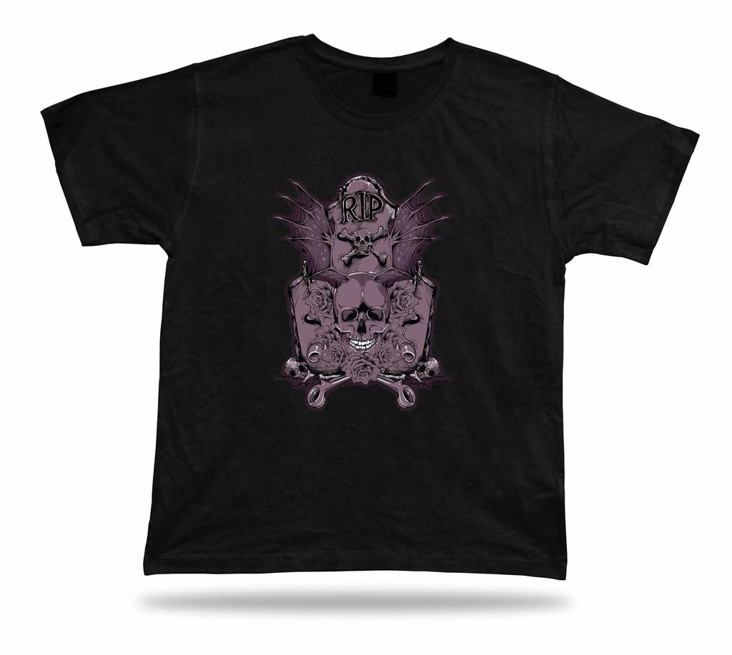 Tshirt Tee Shirt Birthday Gift Idea Rest In Peace Tomestone Death Skull Gothic