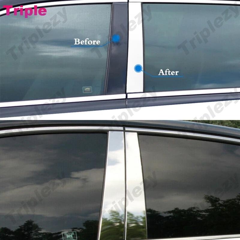 6Pcs Glossy Chrome Window Door Column B C Pillar Post Cover Trim For Nissan Versa Note E12 2012- PC Material Decoration