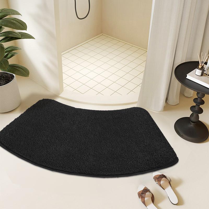 Solid Color Thick Furry Arched Shower Room Absorbent Floor Mat Soft Fur Foot Mat Bathroom Mat Non-slip Mat