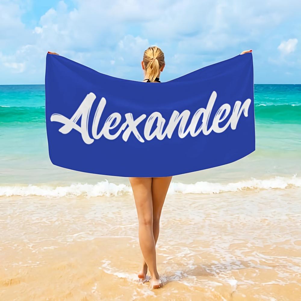 Personalized Beach Towel Custom Name/Logo Words Microfiber Towel Thin Quick Dry Absorbent for Beach Swimming Yoga Bath Sports