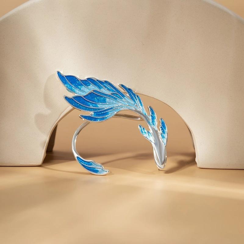

Luxury Blue Painted Elf Ear Cuffs for Women Fish Animal Clip on Earrings Fairy Wings Without Piercing Wedding Jewelry Gifts R