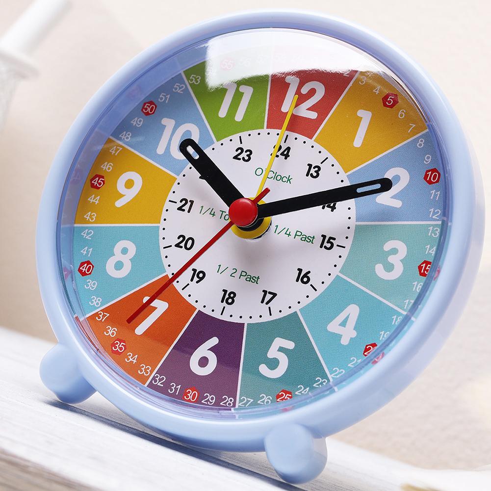 1Pcs Small Silent Bedside Clock Student Simple Alarm Clock For Early Childhood Education Desktop Colorful Learning Clock