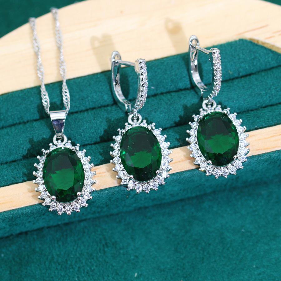 2024 New Jewelry Zircon Necklace Earring Ring Set