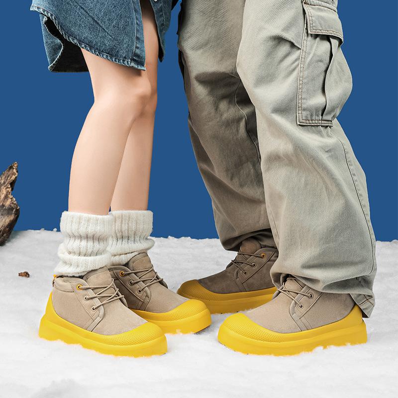 Stejné pro muže i ženy v zimě 2025, nové ležérní všestranné sametové teplé sněhule, větruodolné kotníkové boty a bavlněné boty proti mrazu.