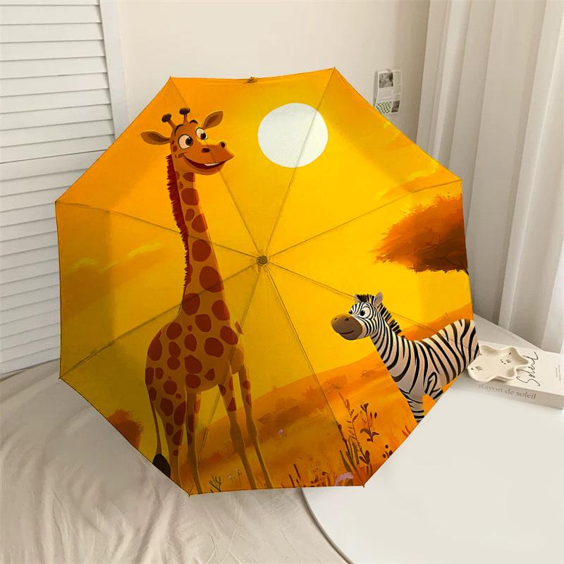 

1PC Giraffe ZebraUmbrella-8-Rib Reinforced, Automatic Open, Lightweight & Durable, Cute Fashion Accessory for Outdoor-P193