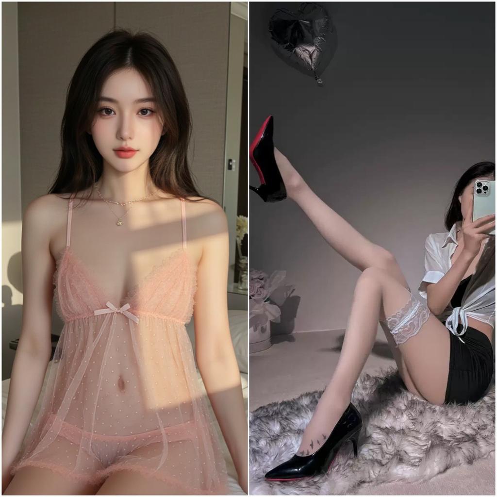 Sexunterwäsche sexy reines Verlangen Polka-Punkt Traum Mesh Perspektive Versuchung Strapsnachthemd tiefer V-Ausschnitt transparenter Pyjama