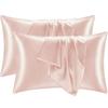 Set of 2 Sizes 35 and Satin Reduced Gentle On Skin and Odor and Dust Mite Gentle On Sensitive Imitating Glossy High Suitable for All Pink Pillowcases,