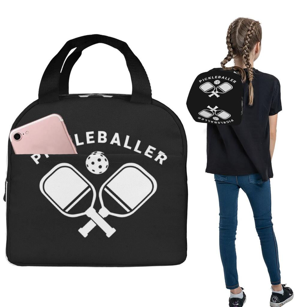 Fun Pickleball Apparel Pickleballer Insulated Lunch Bag for Women Children Portable Food Boxes Thermal Lunch Box Tote