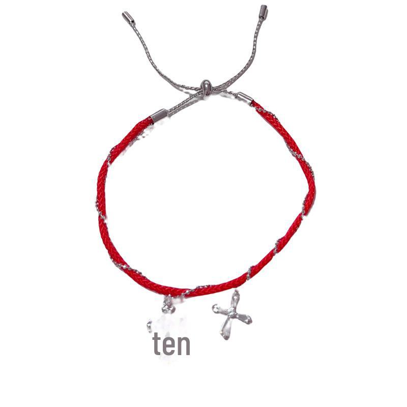 

Браслет с кисточками в стиле ретро с красным знаком зодиака: Универсальный, простой дизайн для женщин