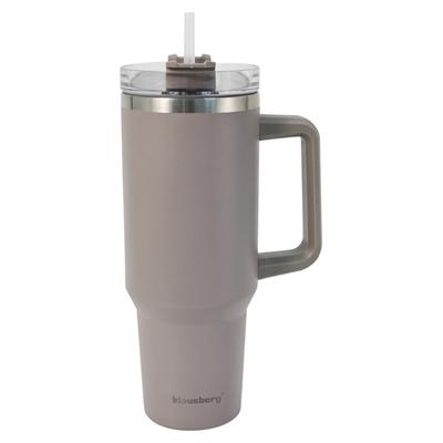 STALOWY KUBEK TERMICZNY TERMOS 1100ml Z RĄCZKĄ I SŁOMKĄ KLAUSBERG KB-7943