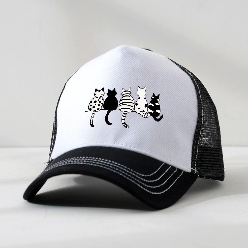 Cute four Cat Funny Baseball Cap Breathable Sun Protection Baseball Cap For Men Women Outdoor Adjustable Fit Caps Hat