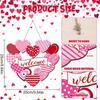 Valentine Door Hanger Wood Love Heart Porch Sign Decor Holiday Front Door Hanger for Outdoor Indoor Living Room Store Cafe Party
