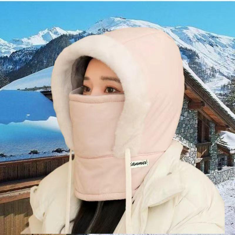 Fleece-Lined Winter Hat for Women, Warm Headgear, Outdoor Cycling Windproof Face Mask and Neck Warmer Combined