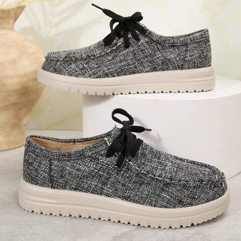 Lace-up Sneakers Women's Fall 2025 New Plus-size Platform Comfortable Canvas Shoes