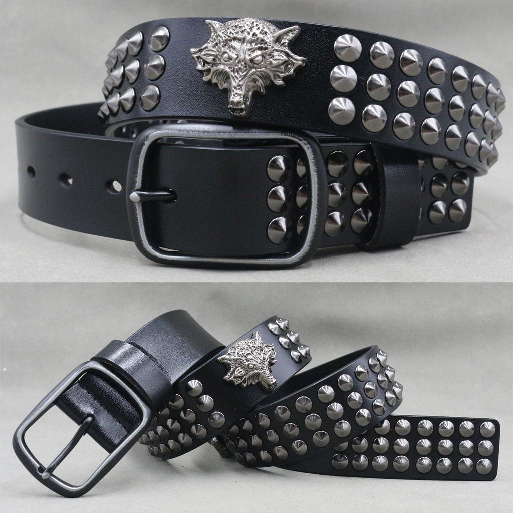 Metal Rivet Belt Luxury Designers Men Rivet Punk Belt Cow Genuine Leather Cintos Masculinos Male Women Rock Hip Hop Strap Waist