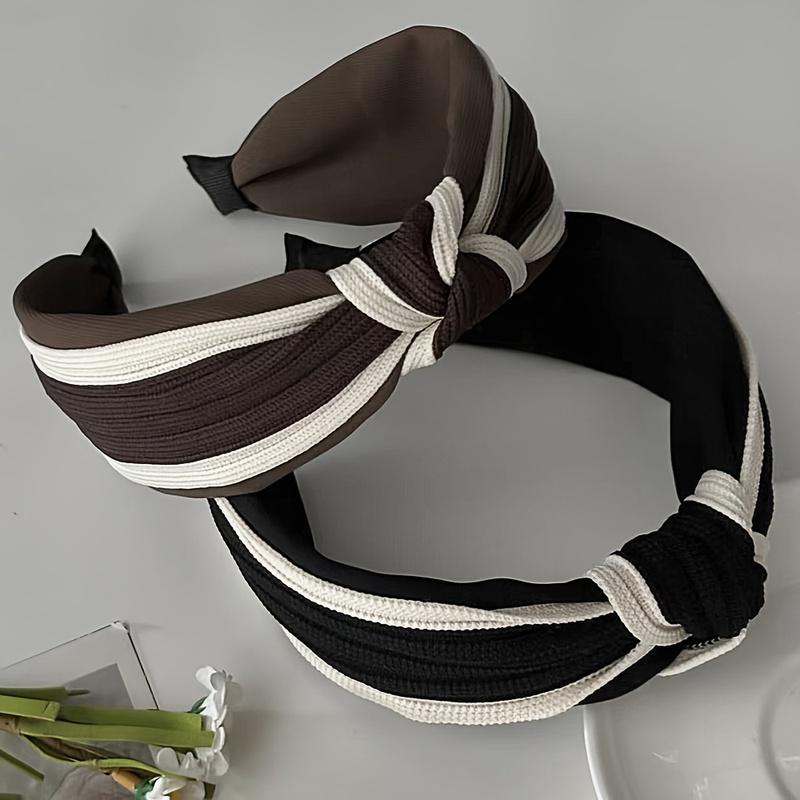 1Pcs Luxury Knotted High Crown Headband For Women, Elegant Wide Brim Open Face Hairband, Fashion Daily Hair Accessory For Ladies