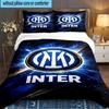 Set Biancheria da Letto 3 Pezzi con Stemma Inter Milan, Ideale per 1 Copripiumino e 2 Federe Perfetto per Regalo di Natale, Ideale per Camera da Letto, Dormitorio