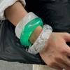 Europe American Style Irregular Wide Bracelet Minority Design Green Hand Ring  Girls