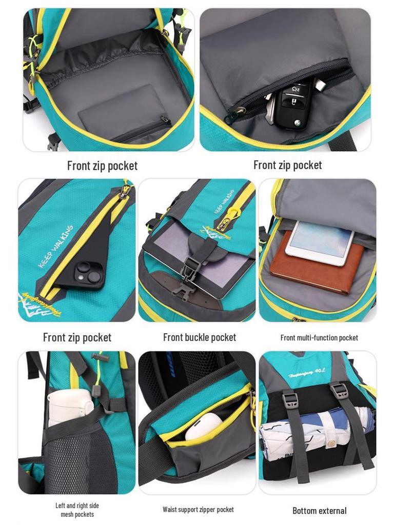 Men's Water-Resistant Outdoor Hiking and Camping Backpack