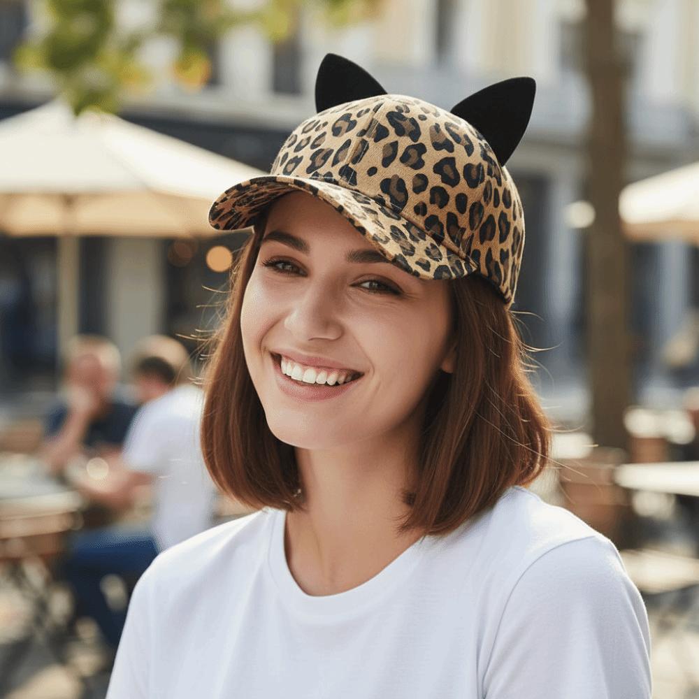 Casquette de Baseball Respirante Oreilles de Chat Chapeau de Soleil Réglable Mode Chapeau Bec de Canard Quatre Saisons