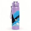 1PC Eagle Flying Pattern 750ml Color Plastic Sports Water Bottle Leakproof Flip Straw Lid Suitable for Sports Office Home Use