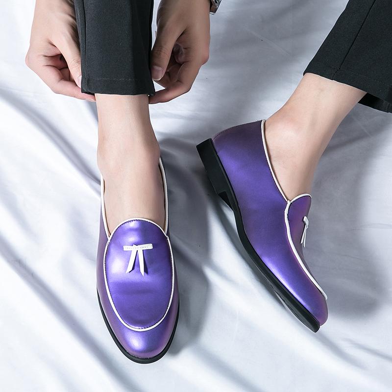 Herren Slipper Kleid Formell Schwarz Business Casual Schuhe Lila Grün Slipper Smoking Hochzeitsschuhe Übergröße