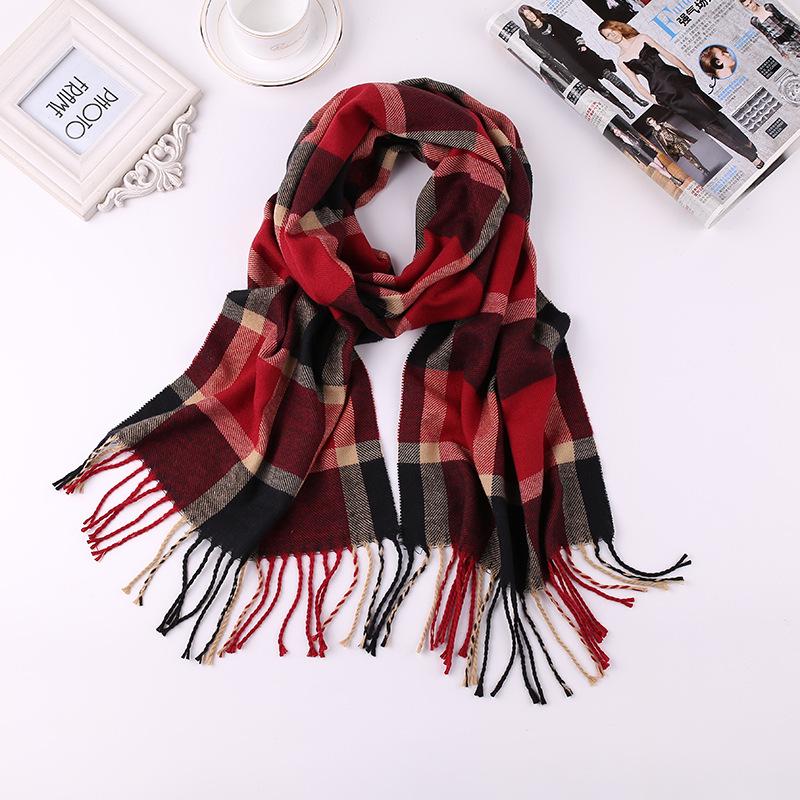 Men'S Winter Plaid Scarf Warm Women Cashmere Shawls Scarves Casual Tassel Scarfs Man Business Scarf Pashmina