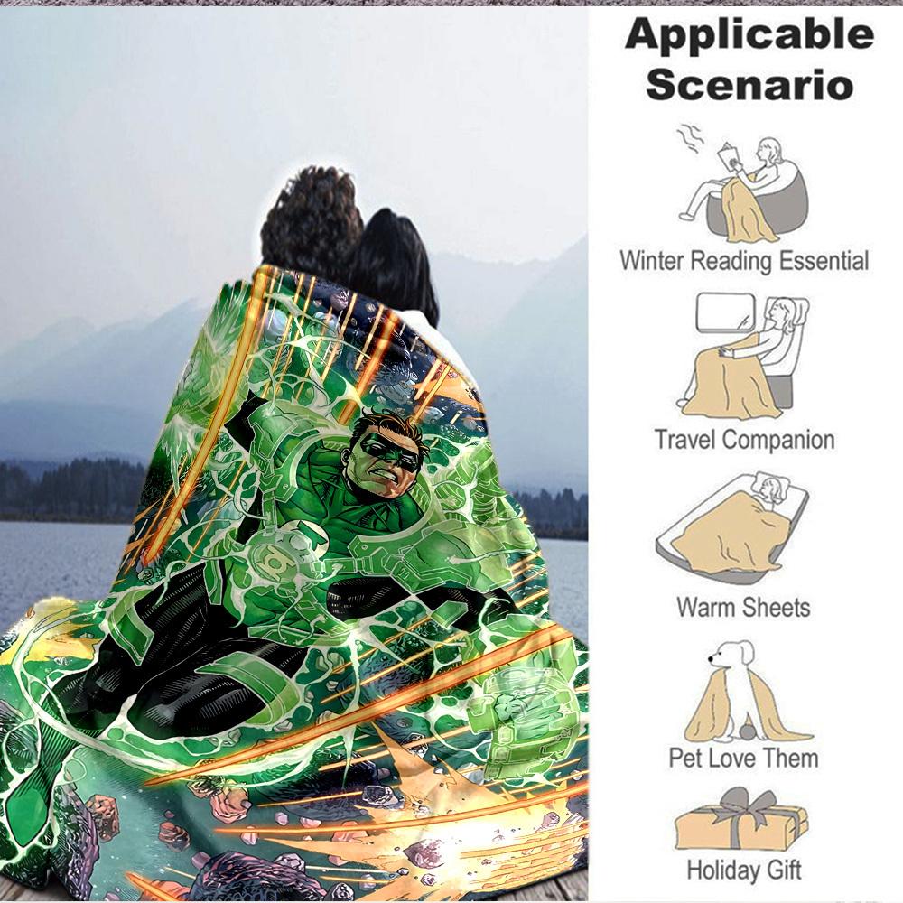 1pc Green Lantern Ring Blanket Polyester Fiber, All Season Comfort for Sofa, Bed, Office, Car, Camping Ideal Home Decor & Gift, Office Comfort