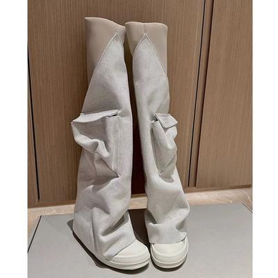Mode Mode Dij Over Knie Hoge Laarzen Vrouwen Canvas Stretch Luxe Elastisch Casual Zwart Designer Lente Herfst Sok Schoenen