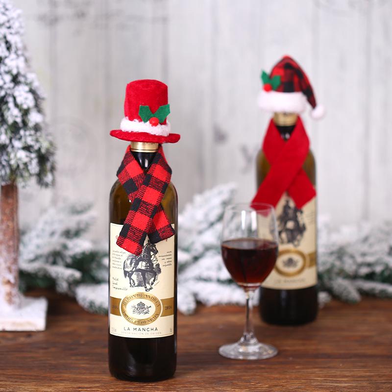 Festival Wine Bottle Cover Merry Christmas Decoration for Home Red Wine Bottle Bag Xmas New Year Dinner Table Decor Navidad