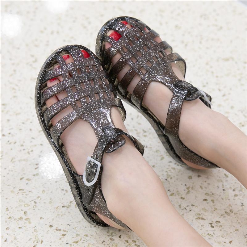 Dětské průhledné římské želé sandály pro věk 3-9 let, princeznovský styl